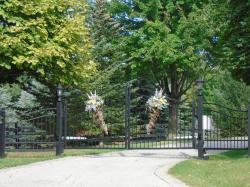 Complete gate and fence design in black with matching lamps. 
